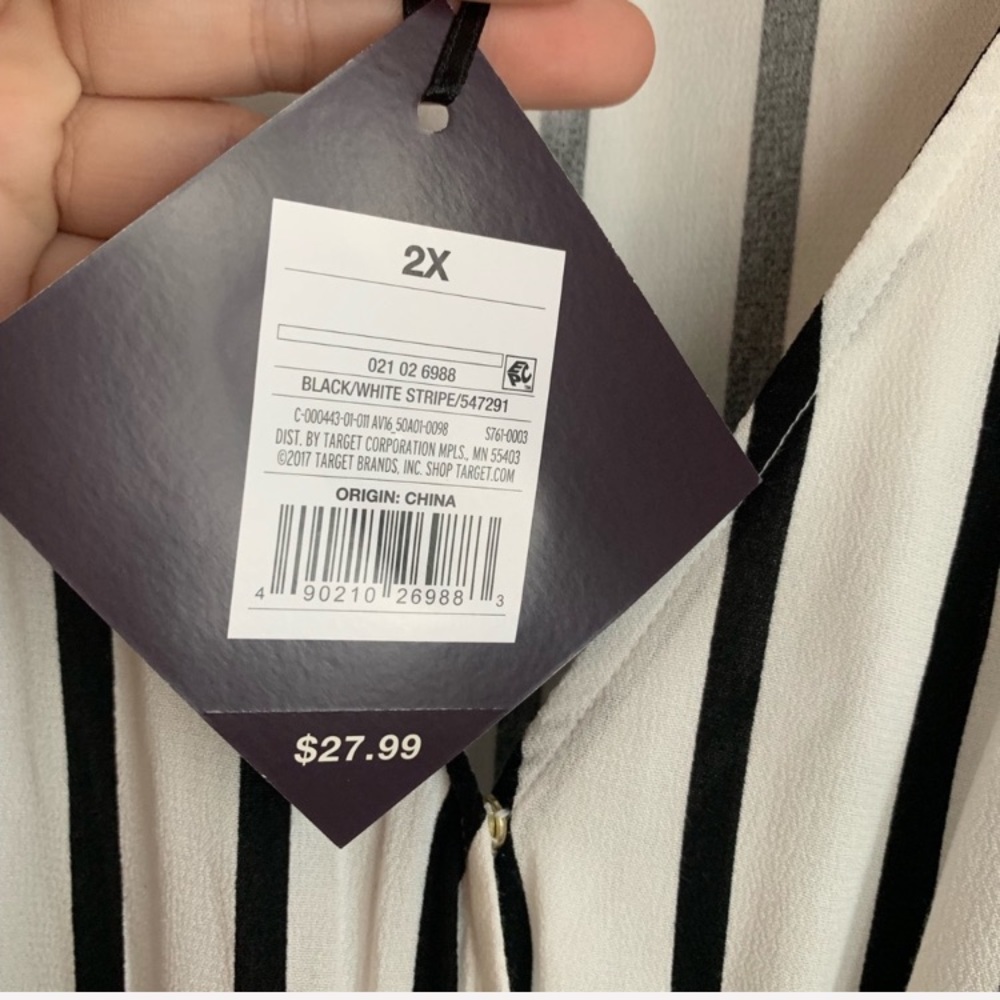 NWT Ava & Viv Plus Size Striped Peplum Blouse - Picture 7 of 8